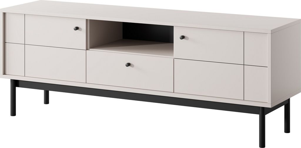 Furniture24 Fernsehschrank Japandi Lowboard 153,5 X 57 X 39 Cm Tv-Schrank Cashmere