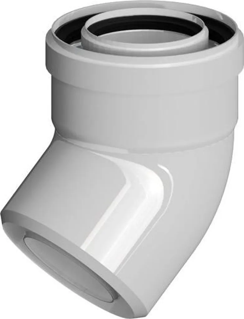Coude Concentrique 45° DN60/100mm PP-AL avec Joint EPDM pour Cheminée