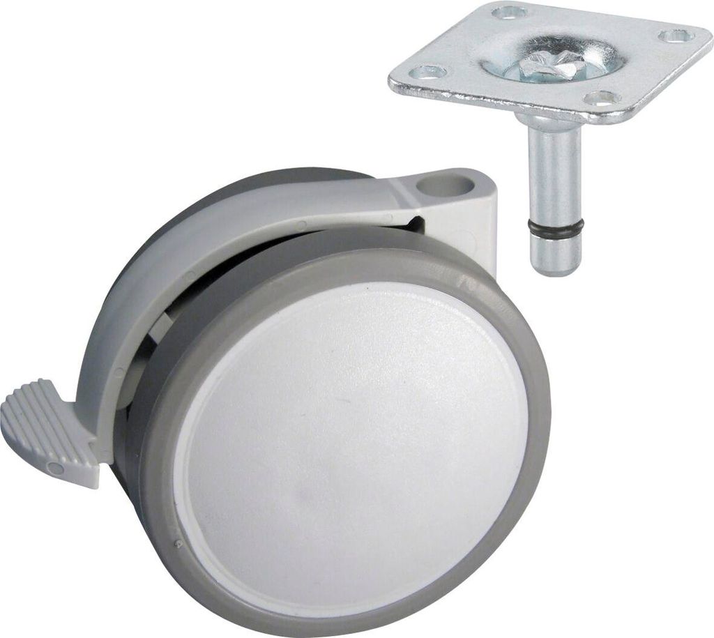 DÖRNER + HELMER Doppel-Lenkrolle Design Top 62 mm 40 kg Feststeller