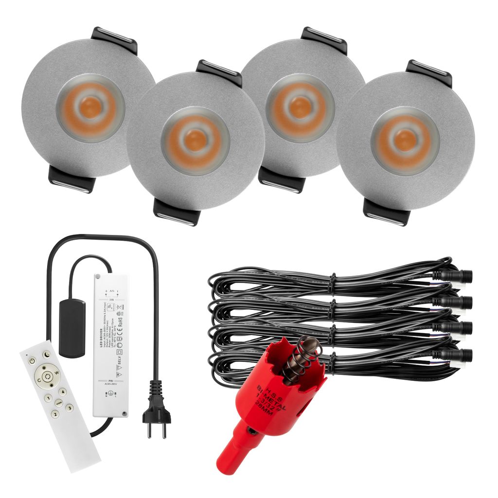 S-Polylight PREMIUM Mini LED- Einbauspots Warmweiss 3.000K, Smart, Smarthome, App, Alexa, DIMMBAR, IP65, FUNK 3W LED Einbaustrahler Terrassenüberd...