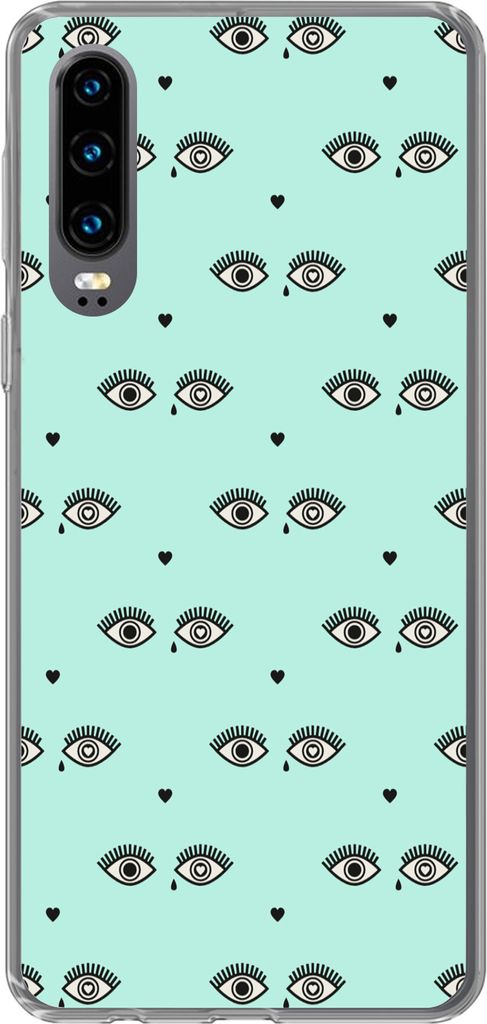 MuchoWow Handyhülle Schutzhülle Hülle für Telefoonhoesje Huawei P30 Mädchen - Augen - Herzen - Muster - Mädchen - Kinder - Kinder Silikon S...
