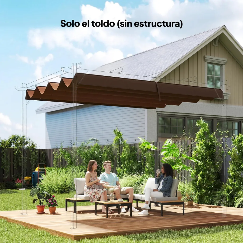 Bâche pergola kaki foncé en polyester robuste et toile extensible DIY