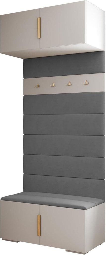 MEBLE KRYSPOL Inova 1 Flurmöbel-Set, 236,7x100x47cm - Weiß, Gold, Manila 16