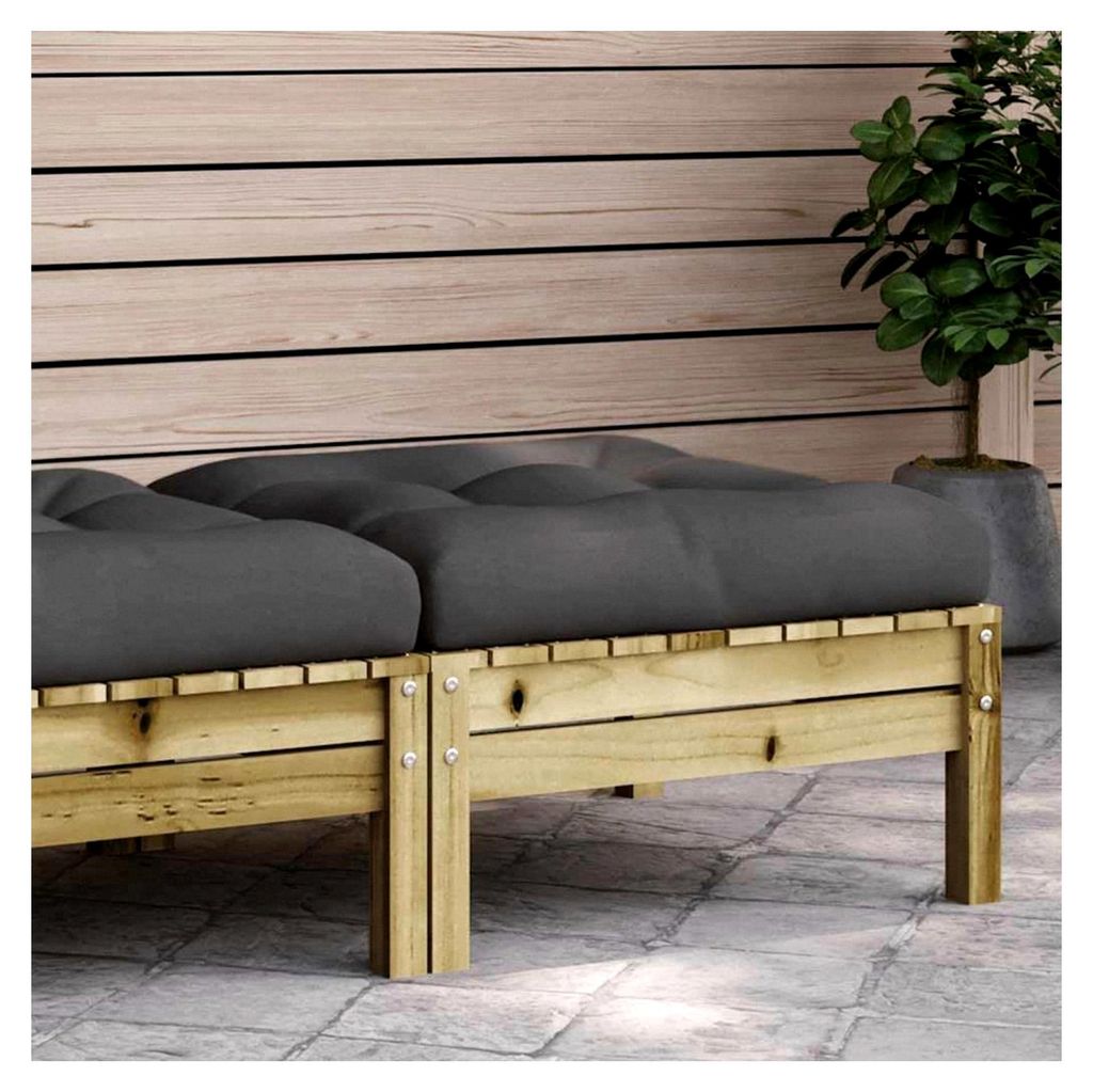 Gartenhocker mit Kissen aus massivem Kiefernholz für Terrasse und Hof, wasserdichter Sitz mit Lamellen-Design, belastbar bis 110 kg