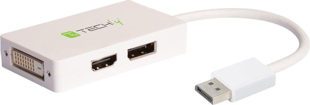 Techly IADAP DP-COMBOF3, DisplayPort, DisplayPort + DVI + HDMI, Männlich, Weiblich, Weiß, 0 - 45 °C
