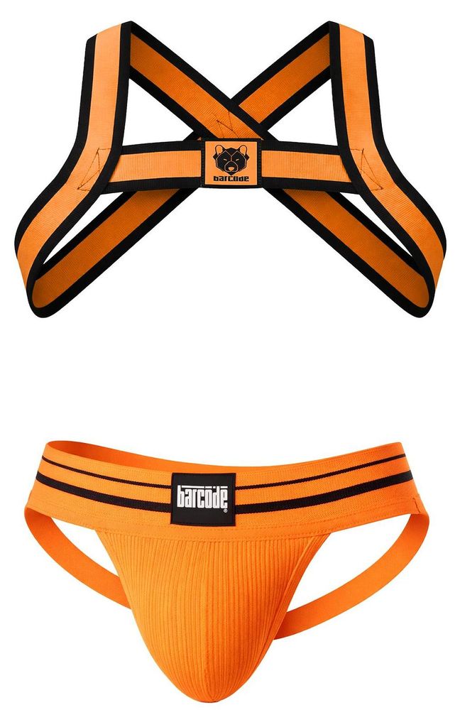 Barcode Berlin Multipack 1x Andreus Jockstrap + 1x Colin Harness Orange-Black - Größe L