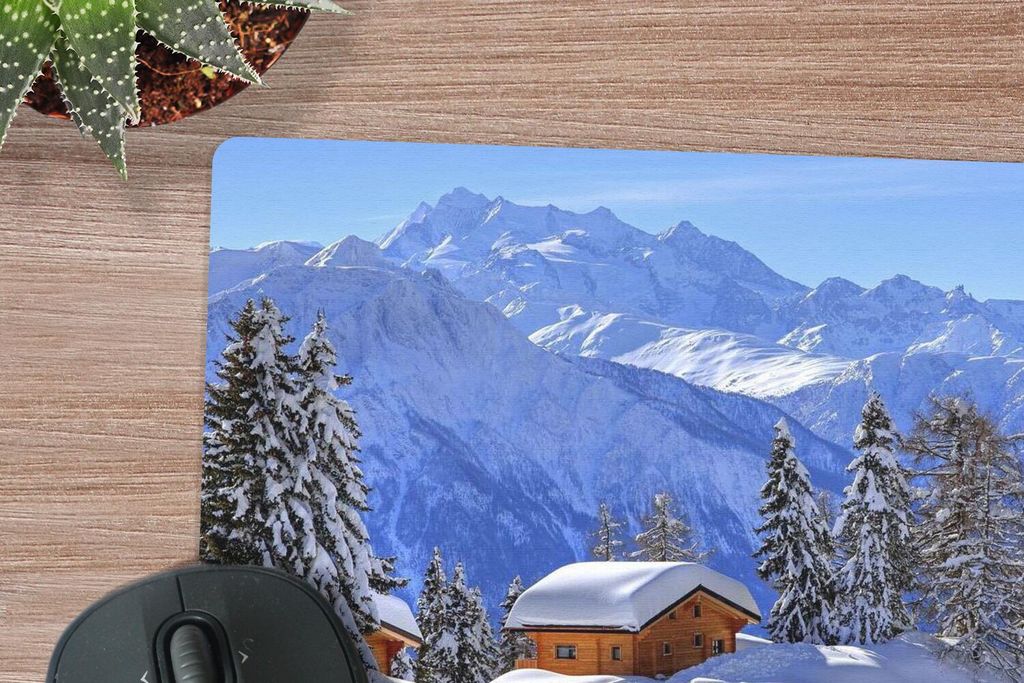 MuchoWow® Mauspad Mousepad Hütte in der Winterlandschaft Produktbild 