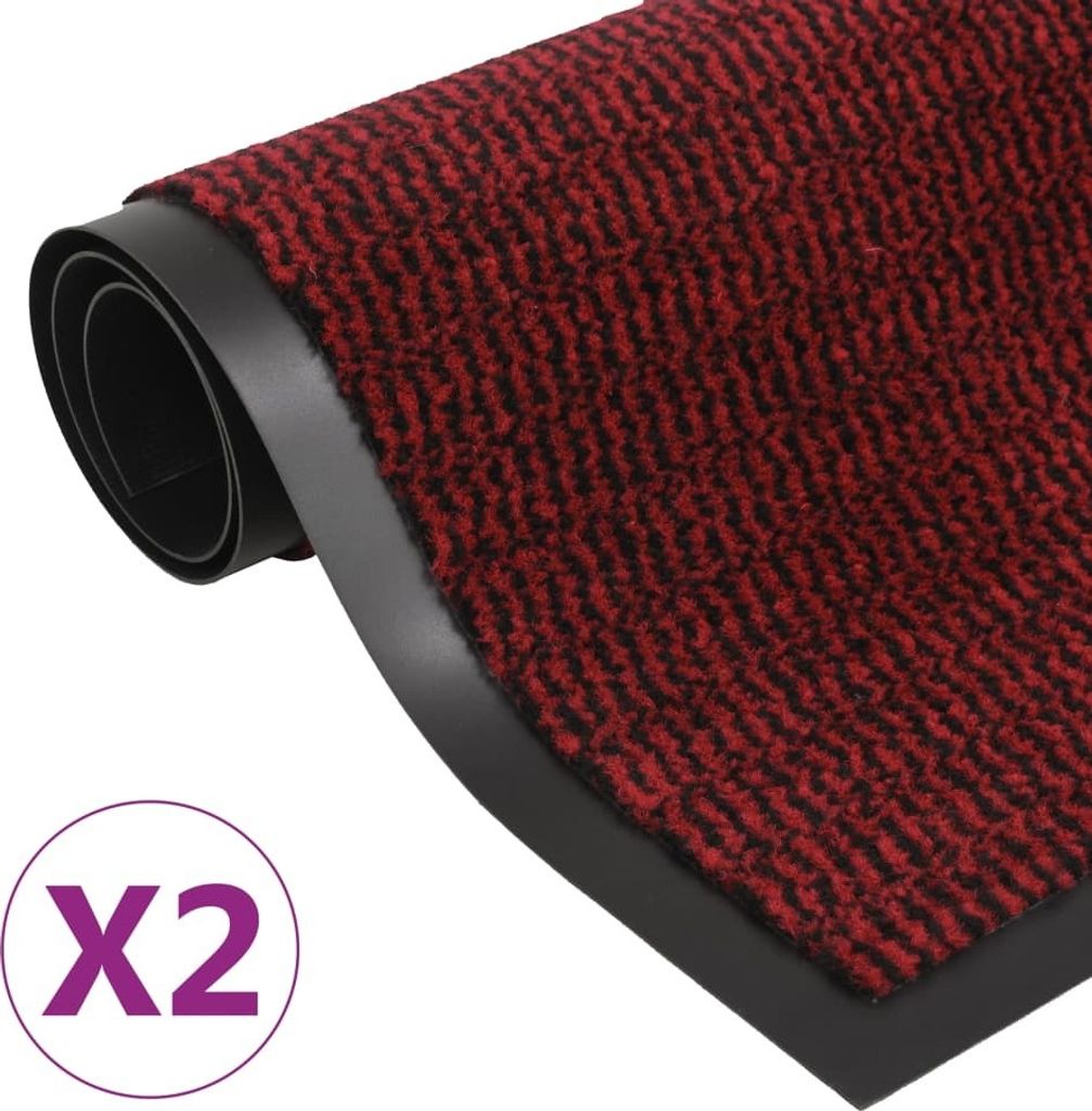 vidaXL Schmutzfangmatten 2 Stk. Rechteckig Getuftet 80x120cm Rot - Schmutzfangmatte - Schmutzfangmatten - Türmatte - Türmatten