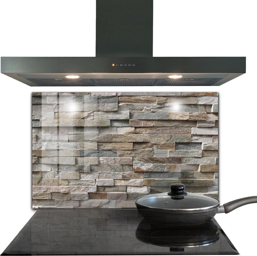 Spritzschutz aus Glas Küchenrückwand - Wandschutz für Herd und Spüle - 100x70 cm - Naturstein Ziegel