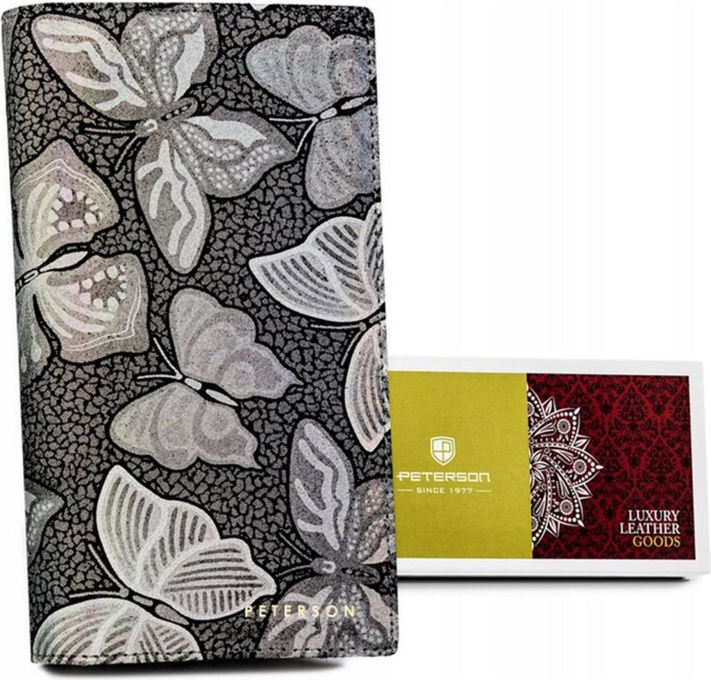 Peterson | Große vertikale Damenledergeldbörse, mit Reißverschluss und Magnet