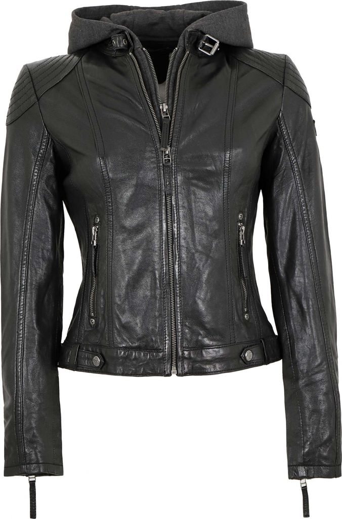 Gipsy - Damen Lederjacke Bikerjacke Lammnappa Kapuze Produktbild 