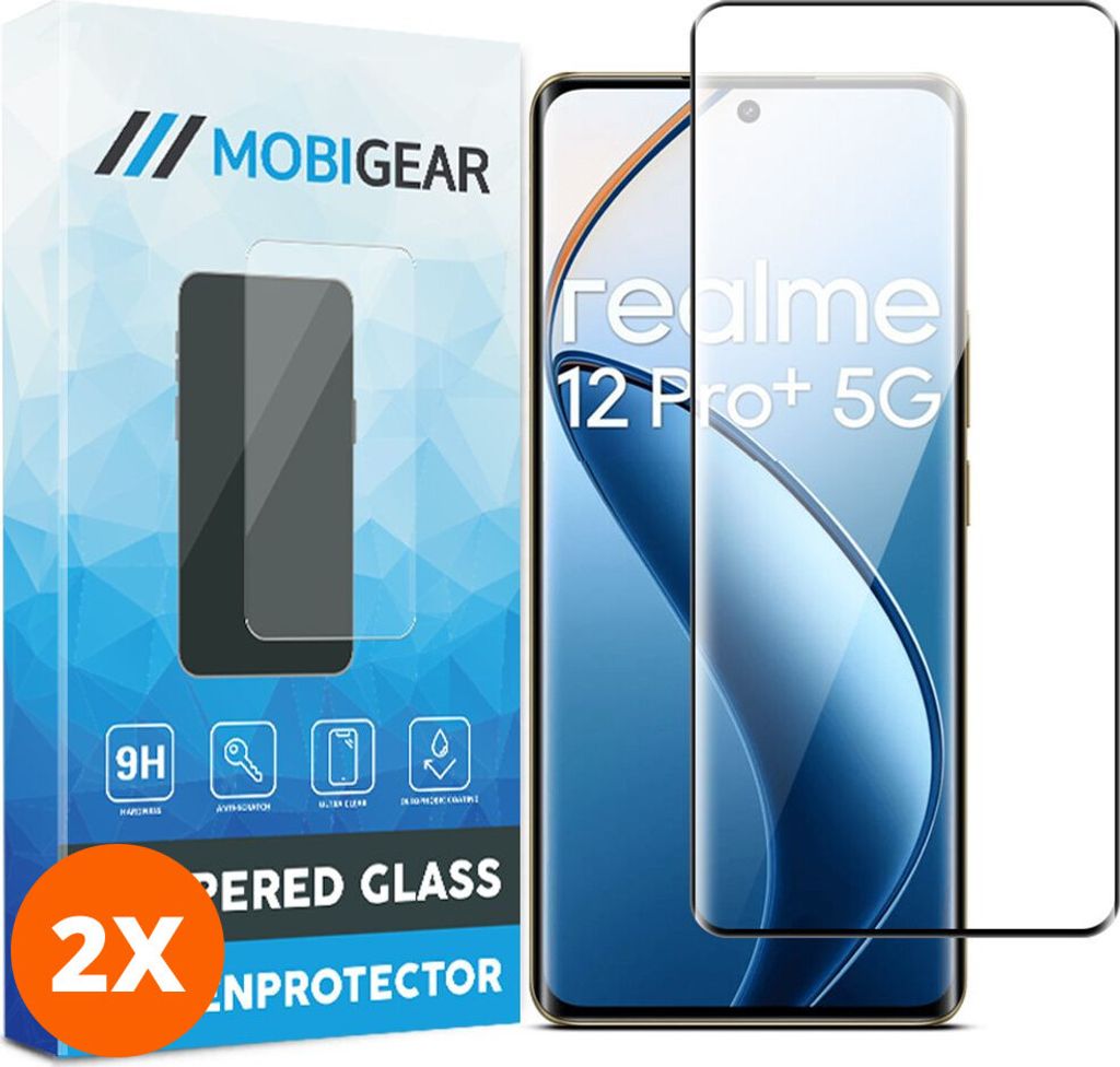 Mobigear Premium 4.99 Realme 12 Pro Plus Panzerglas Gehärtetes Glas Displayschutz - Hüllenfreundlich (2er Pack)