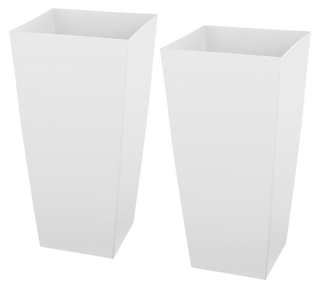 Set aus 2 hohen Pflanzkübeln, 665 mm große, konisch zulaufende Pflanzkübel für den Außen- und Innenbereich, moderne Kunststoff-Blumentöpfe f...