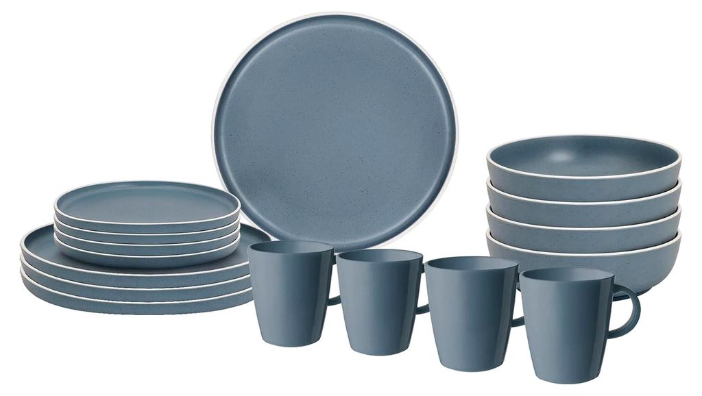 Melamin Geschirrset Lunchbox Dolomit Steinoptik 16-teilig