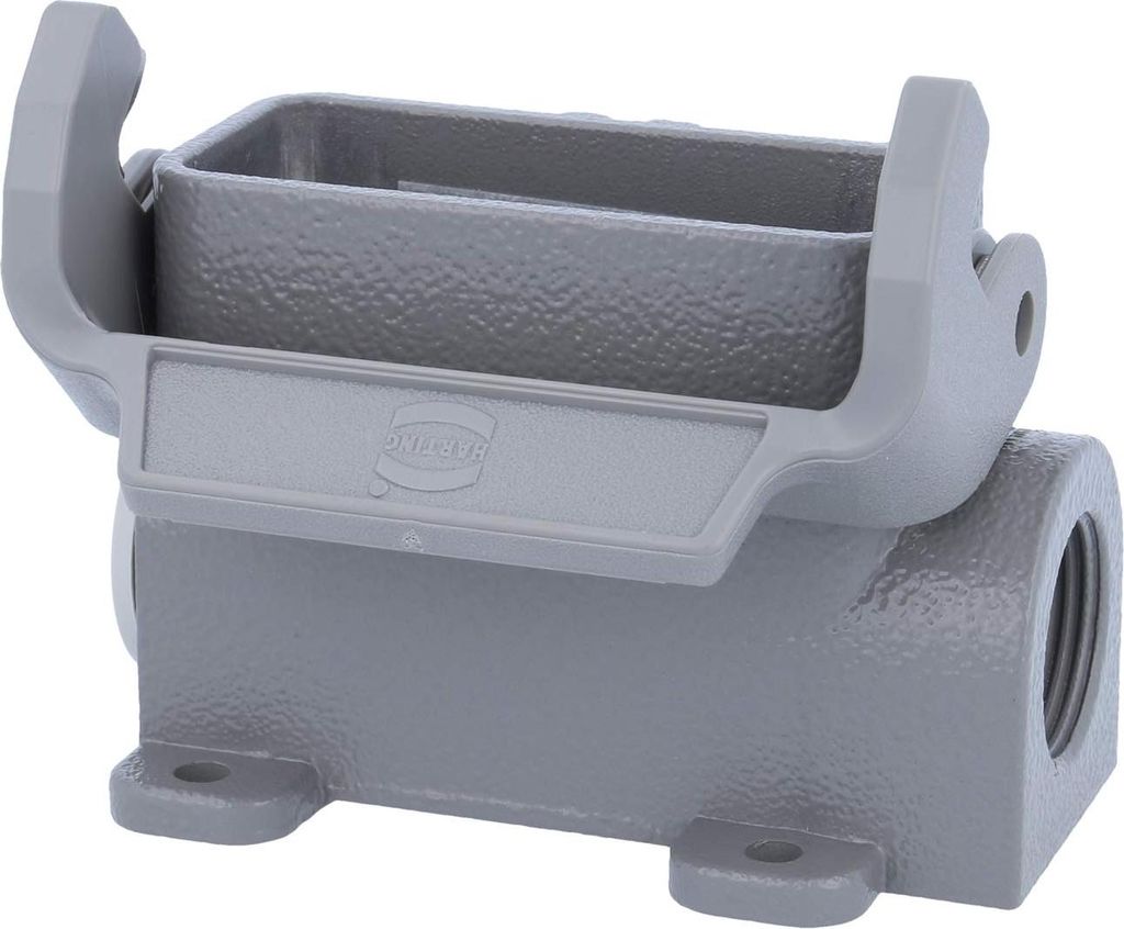 HARTING Han 10A Sockelgehäuse hoch, 1xM20 seitlicher Kabelabgang, mit 1 Längsbügel Verschraubung M20 Klemmbereich 7,0mm