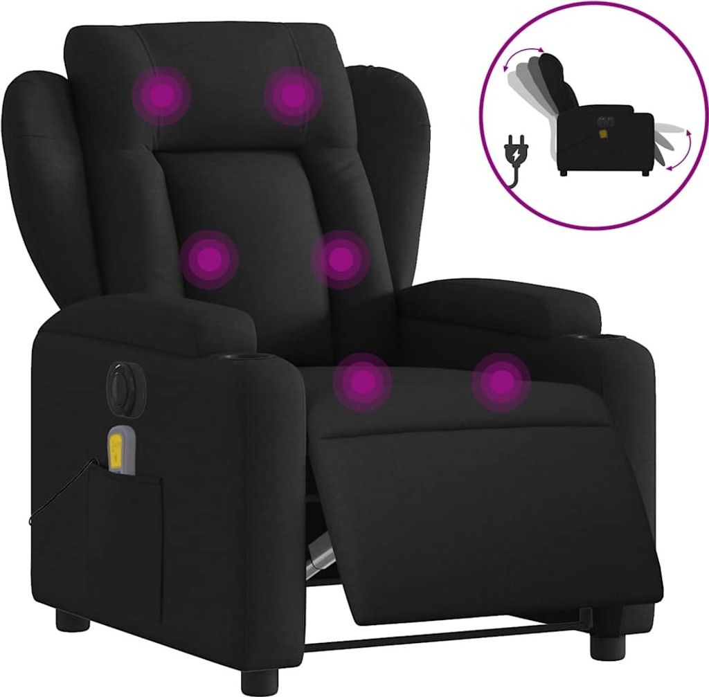 vidaXL Massagesessel Elektrisch Schwarz Stoff
