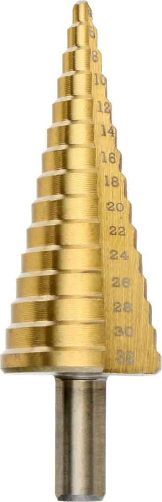 Foret étagé HSS 4 à 32 mm pour perçage progressif des métaux et PVC