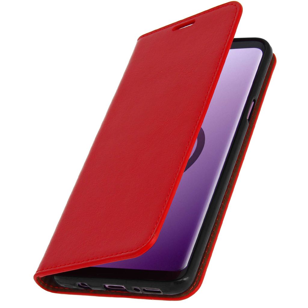 Samsung Galaxy S9 Plus Flip-Cover aus Echtleder im Brieftaschenstil – Rot