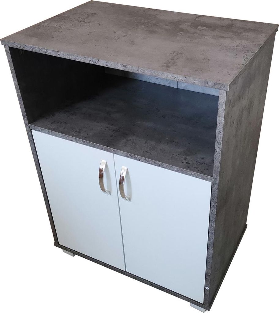 Küchenschrank Beton mit weißen Türen Blanca