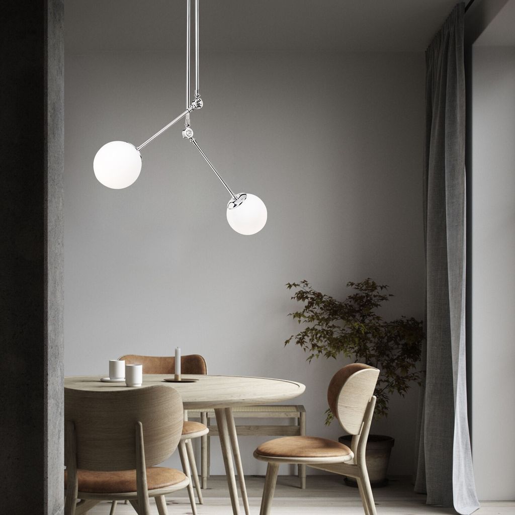 Opviq, Cambaz- Cambaz OPV, Chrom,Weiß, Kronleuchter, 100 x 15 cm, Metallkörper