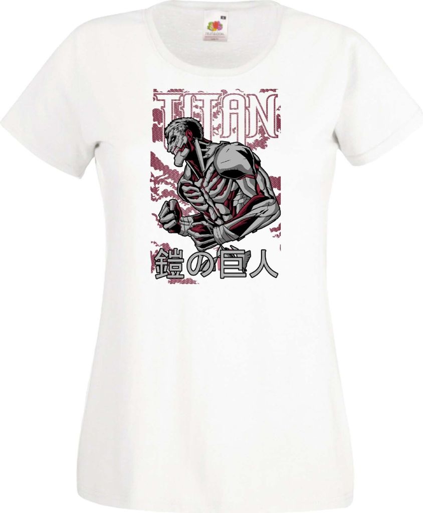 Damen T-Shirt Anime Manga Attack Anime On Titan 04 Monster Titan, Lady XS / Weiß