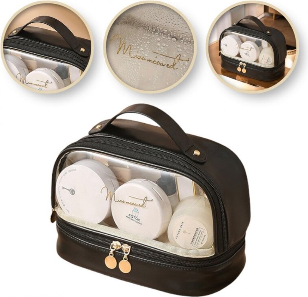 Doppellagiger schwarzer Kosmetik-Organizer 23x13,5x16 cm KS115CZ