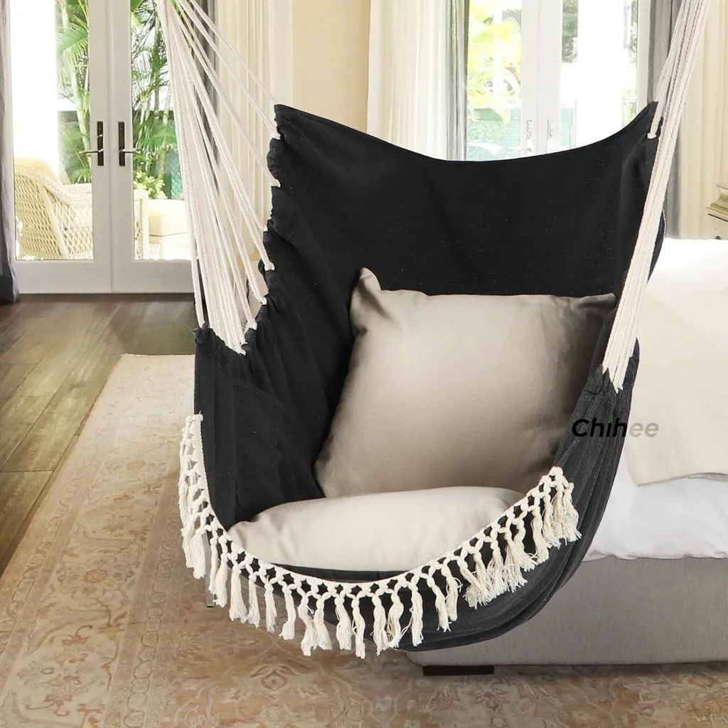 Fauteuil Suspendu Bohème Macramé - Balancelle de Jardin Design Chihee - 7