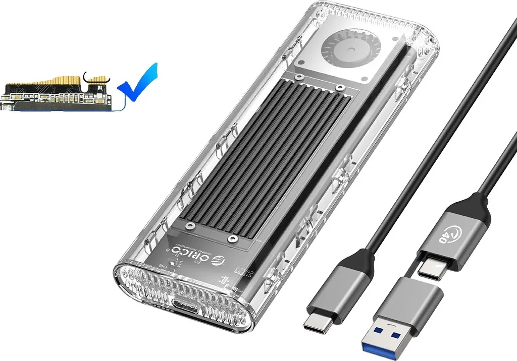Boîtier SSD USB4 M2 NVMe 40 Gbps avec Ventilateur Actif Intégré Noir