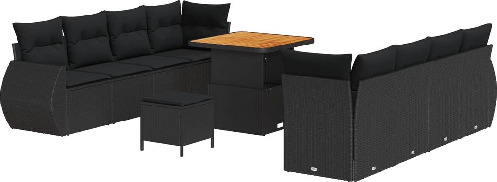 "im Sonderangebot" Garten-Sofa-Set - elegantes Design - Sitzgruppe mit Sofa, Tisch - mit Speicher 11 pcs Schwarz Poly Rattan - Terassenmöbel DEMö...