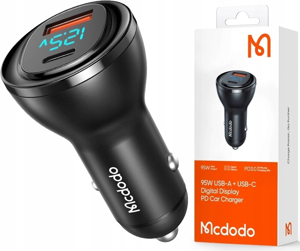Mcdodo Caricatore Per Auto Usb/ Usb-C Pd 95W Lcd Cc-5670 Immagine del prodotto 
