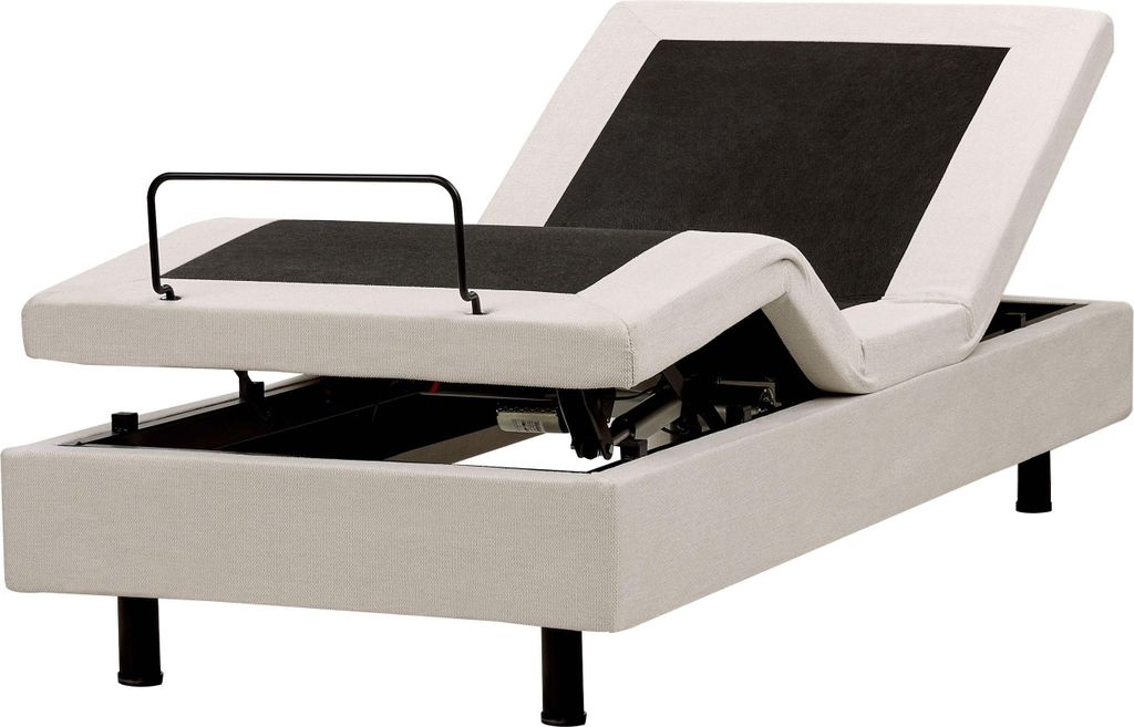 BELIANI Polsterbett Hellbeige Stoffbezug 80x200 cm Elektrisch Verstellbar Fernbedienung Ohne Kopfteil Schlafzimmer Kinderzimmer Einzelbett
