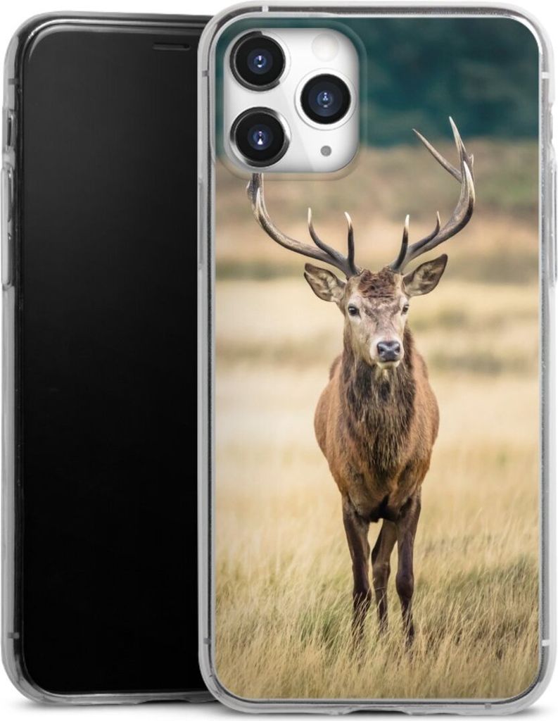 DeinDesign Slim Hülle für Apple iPhone 11 Pro Silikon Case Ultra Dünn Handyhülle Hirsch Wald Wiese