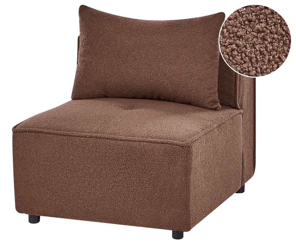 BELIANI Sitzelement Braun Bouclé Gepolstert mit Losem Rückenkissen Modernes Design Sesselmodul zum Sofa Modulsessel ohne Armlehnen für Wohnzimmer