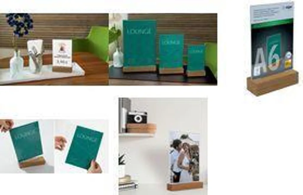 Porte-Menu A5 Vertical avec Support en Bois pour Table et Comptoir - 12