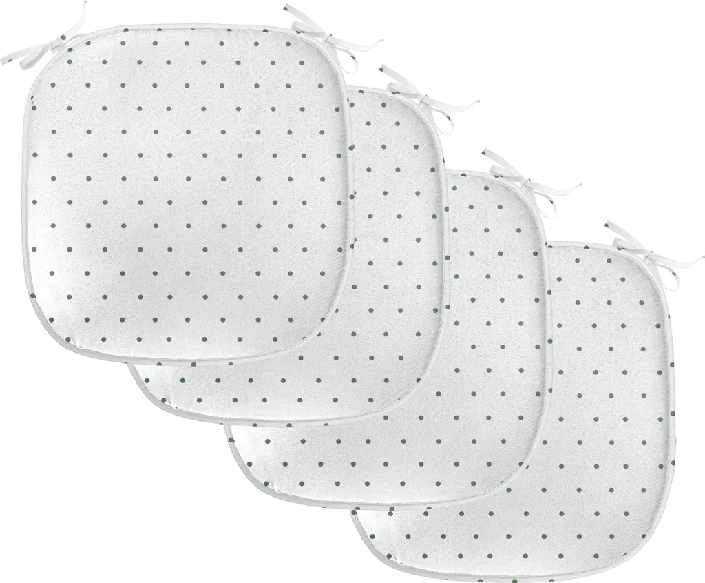 ABAKUHAUS Rivestimento bianco per sedie da sala da pranzo, pois verdi vintage, cuscino decorativo impermeabile con cinturini per sedie da cucina, 40 cm x 40 cm - confezione da 4, verde bosco e bianco
