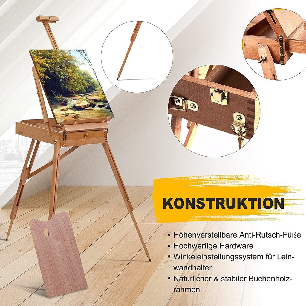 COSTWAY Staffelei verstellbar mit Ablage & Schublade