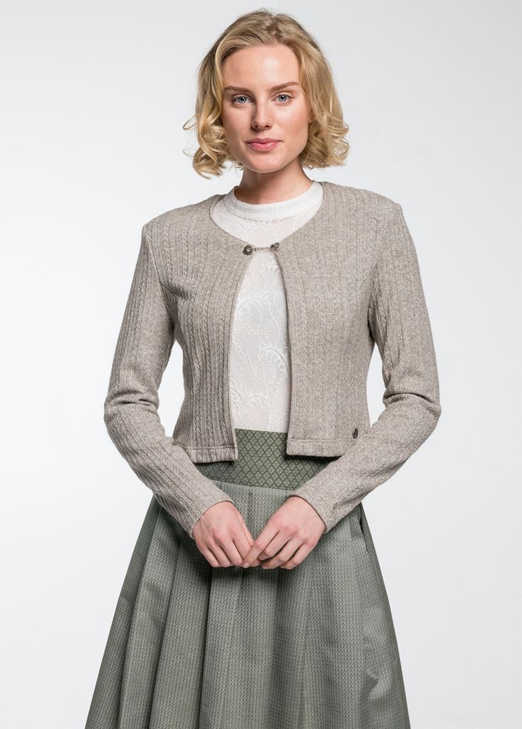 Emana Damen Strickjacke Janker Trachten jacke, Farbe:Taupe, Größe:40/L