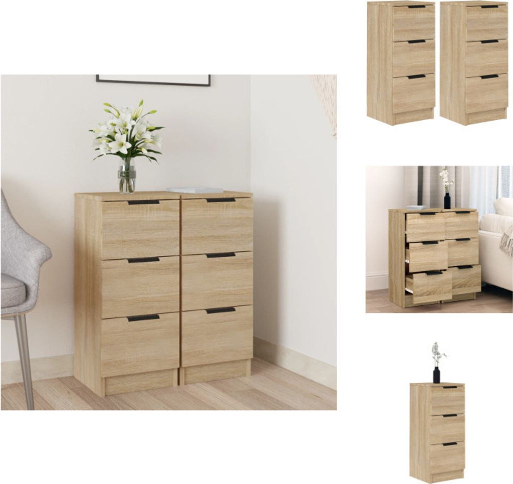 vidaXL Sideboards 2 Stk. Sonoma-Eiche 30x30x70 cm Holzwerkstoff - Sideboards