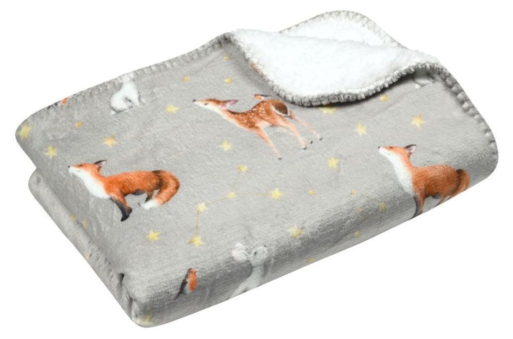 STOF | Decke - 70 x 100 cm - Waldtiere - grau - Kinderdecke Produktbild 