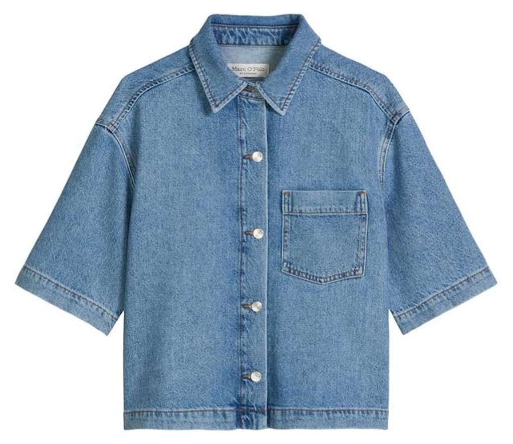 Marc O’Polo Casual (318) Jeanshemd, lockere Passform, überlappender Kragen, Lyocell, steif, hellblaue Waschung 016 016 M