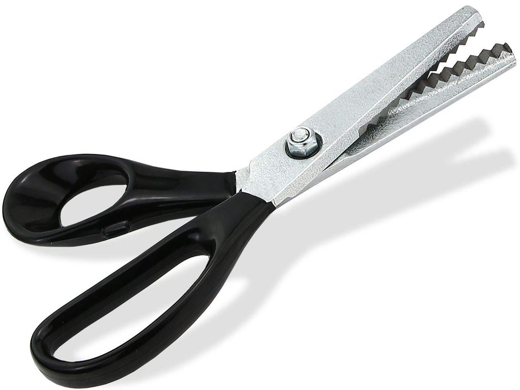 Zackenschere, Stoffschere, Textilschere, Zickzackschere, Schneiderschere, Bastelschere, Edelstahl, 20 cm, verchromt, Kunststoffgriff