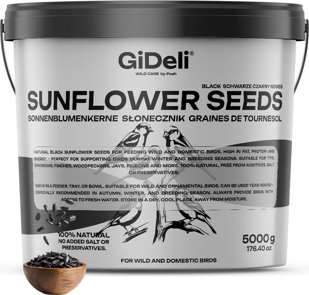 Semi di girasole 5 kg neri naturali Uccelli selvatici Cavalli Piccoli animali GiDeli