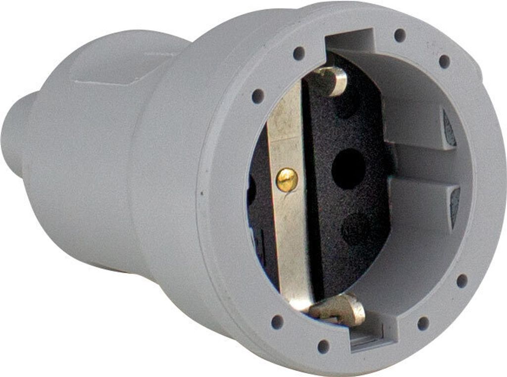 as-Schwabe PVC-Schutzkontaktkupplung Grau Schuko max. Produktbild 