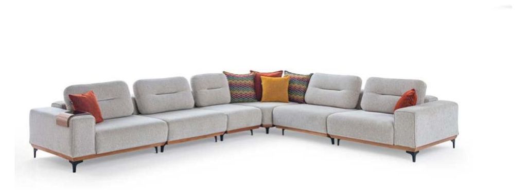 Graues Ecksofa Exklusives L-Form Garnitur Wohnzimmer Möbel