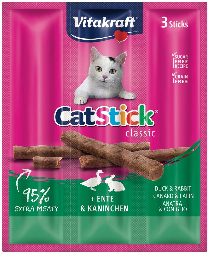 Vitakraft Cat-Stick mini Ente & Kaninchen Inhalt: 3 Stück Obrázok produktu 
