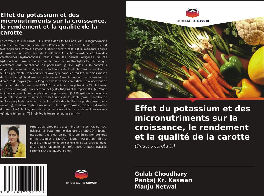 Effet du potassium et des micronutriments sur la croissance, le rendement et la qualité de la carotte