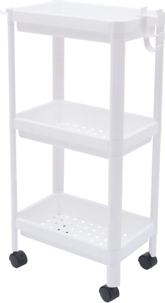 Étagère de salle de bain à 3 paniers chariot de stockage blanc - Modèle B3