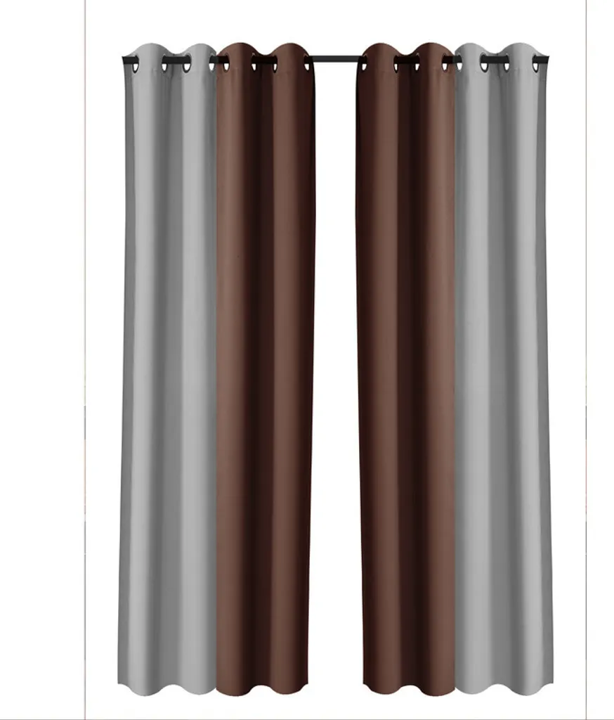 Rideau extérieur imperméable 2 pièces 132x213 cm gris et marron opaque