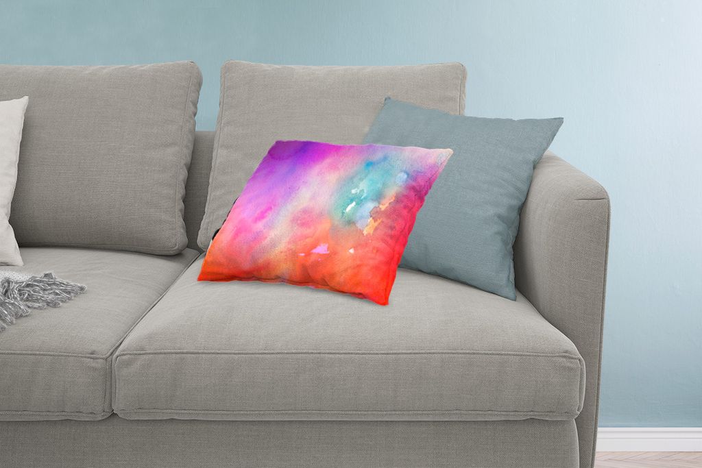 MuchoWow Zierkissen Sofakissen Wohnzimmer Dekokissen 60x40 cm Aquarell - Abstrakt - Grün - Rot - Kopfkissen - Polster mit Foto