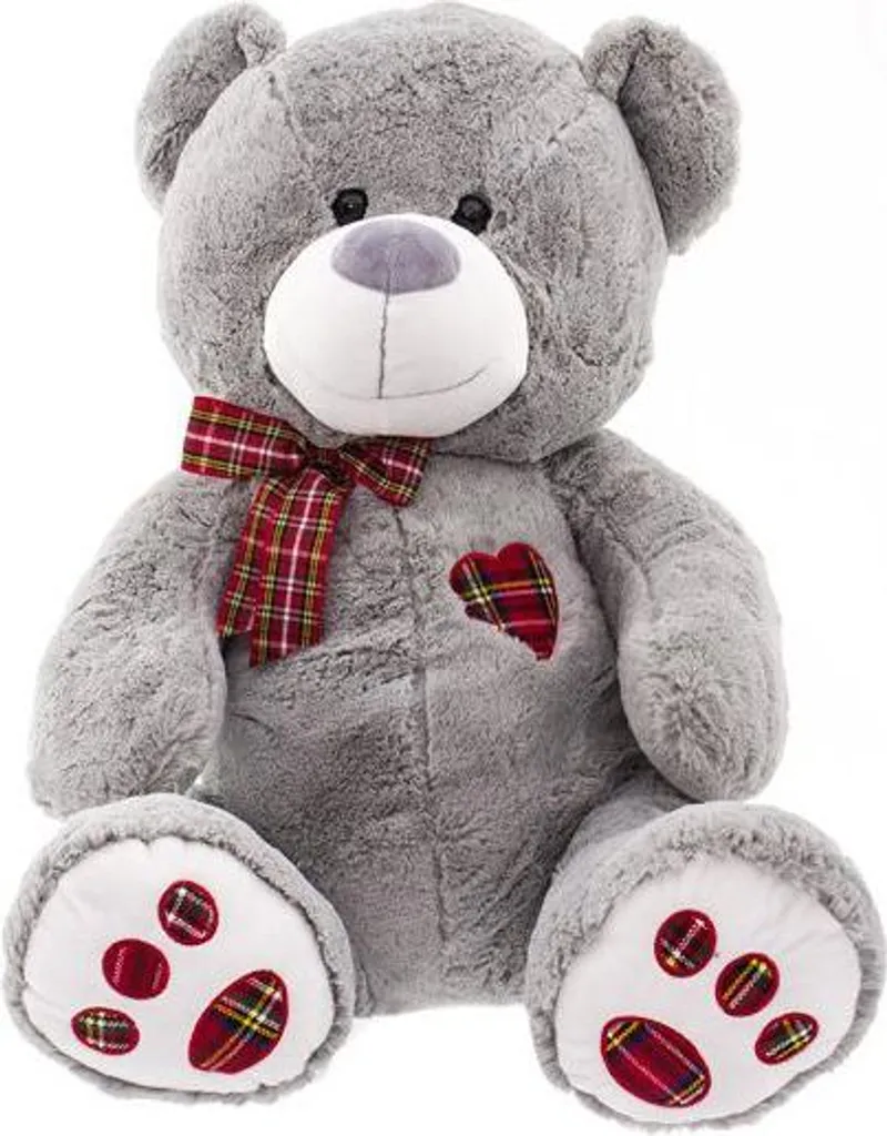 Ours en peluche 50 cm Gris EUROBABY - Doudou Haute Qualité Moelleux